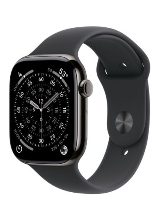Apple Watch Series 11 GPS + Cellular  42MM Slate Titanium case with Black Sport band - S/M