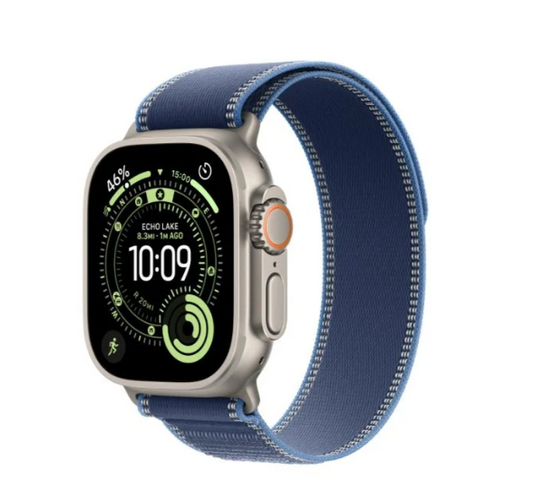 Apple Watch Ultra 3 |  GPS + Cellular 49MM | Natural Titanium Case With Blue/Bright Blue Trail Loop - S/M