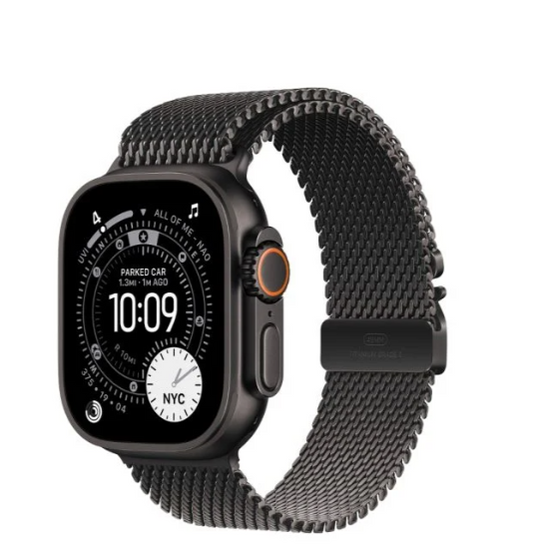 Apple Watch Ultra 3 |  GPS + Cellular 49MM | Black Titanium Case with Black Titanium Milanese Loop - Small