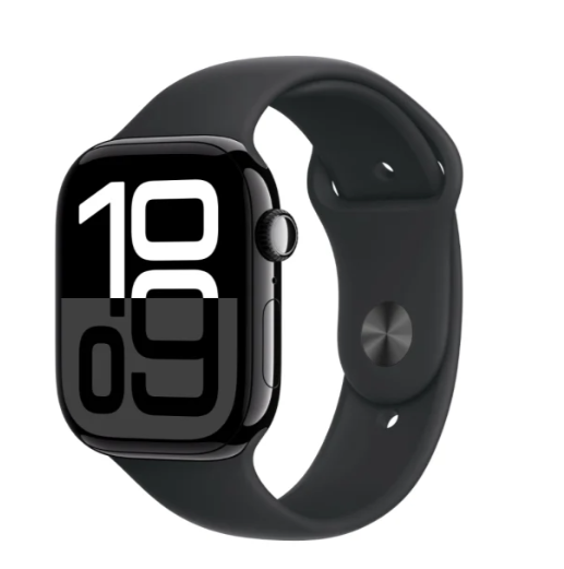 APPLE WATCH SERIES 10 GPS 46MM JET BLACK ALUMINIUM CASE WITH BLACK SPORT BAND - M/L